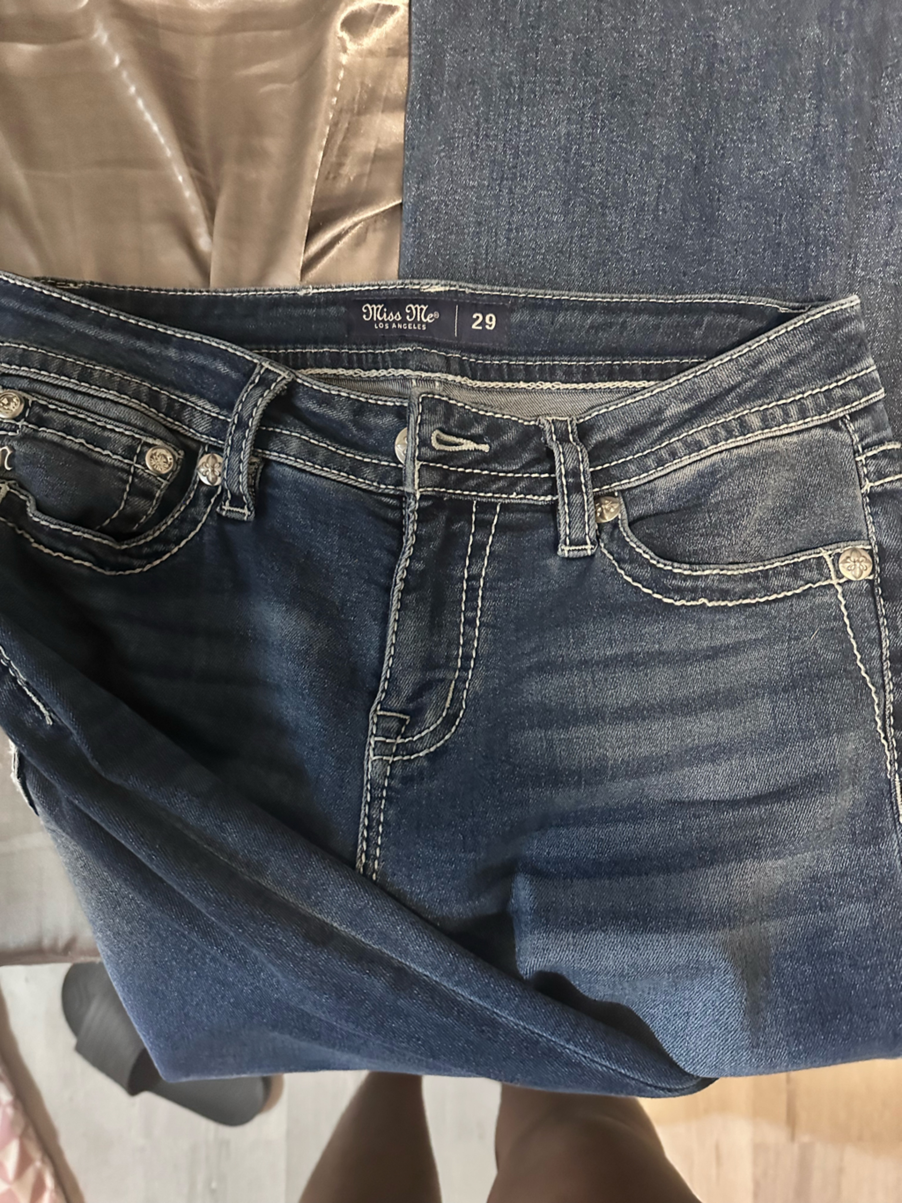 Miss Me Faded Blue Embellished Pocket Jeans